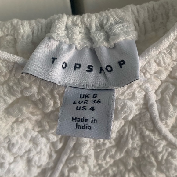 Topshop White Smocked Midi Dress - Picture 6 of 7